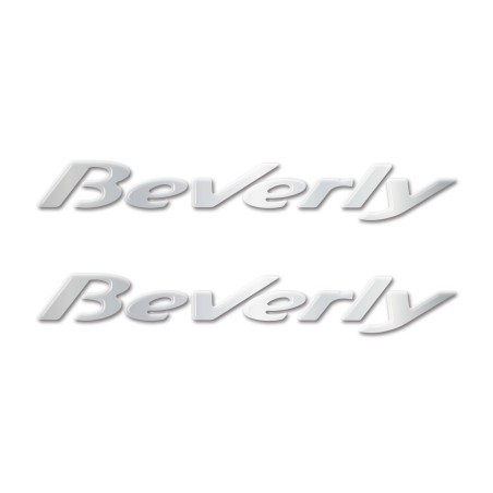 2 PEGATINAS DE RESINA 3D ESCRITURA BEVERLY PARA PIAGGIO SCOOTER 125-250-300-500 CROMADO