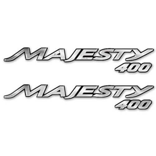 2 PEGATINAS 3D de resina cromada ESCRITURA compatible para SCOOTER YAMAHA MAJESTY 400