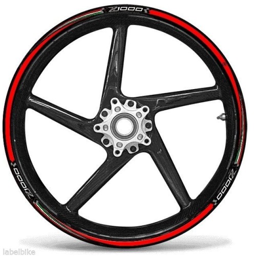 KIT DE TIRAS ADHESIVAS compatible con 17 LLANTAS DE MOTO KAWASAKI Z1000 Pegatinas Rojas