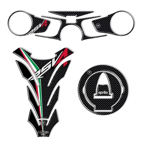 KIT ADHESIVOS/STICKERS en gel 3D RESINA compatible para MOTO APRILIA RSV4 carbono 2