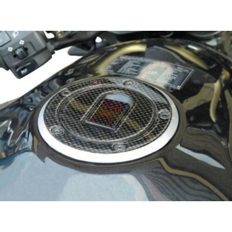 PEGATINA PROTECCIÓN TAPÓN DEPÓSITO Carbono compatible con MOTOCICLETAS KAWASAKI 00-06 rojo