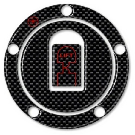 PEGATINA PROTECCIÓN TAPÓN DEPÓSITO Carbono compatible con MOTOCICLETAS KAWASAKI 00-06 rojo