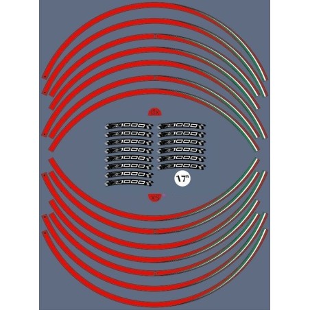KIT STRISCE ADESIVE compatibili per CERCHI 17 MOTO KAWASAKI Z1000 Adesivi tuning
