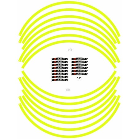 KIT STRISCE ADESIVE compatibili per CERCHI 17 MOTO KAWASAKI Z750 - GIALLO FLUO