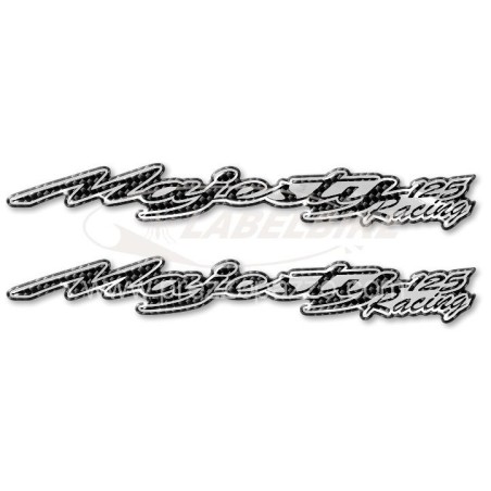 2 3D SCRIPT Resin Aufkleber für SCOOTER YAMAHA MAJESTY 125 RACING Carbon NEU