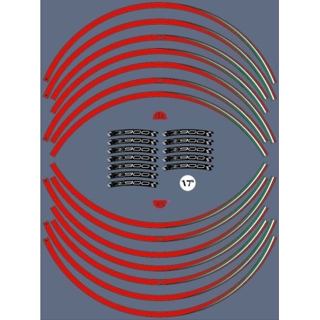 KIT STRISCE ADESIVE compatibili per CERCHI 17 MOTO KAWASAKI Z900 Adesivi tuning