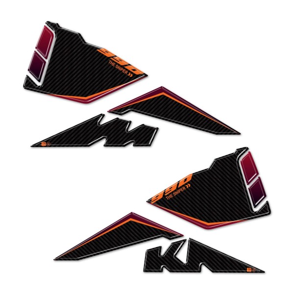 Adesivi 3D compatibili con KTM 990 Duke 2024-2025 Protezioni laterali serbatoio