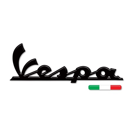 Adesivo Resinato 3D Scritta Vespa Nera Bandiera Italiana compatibile con Piaggio