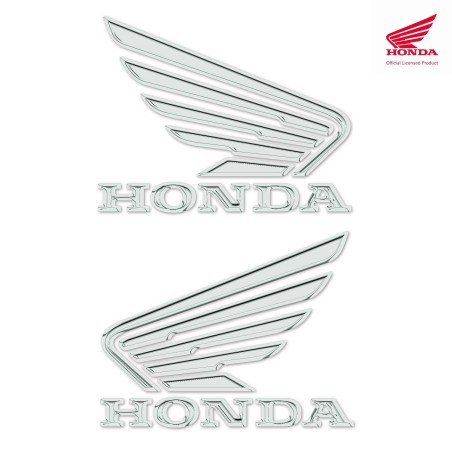 Adesivi 3D coppia di stemmi moto logo Honda ali cromate compatibili con Honda